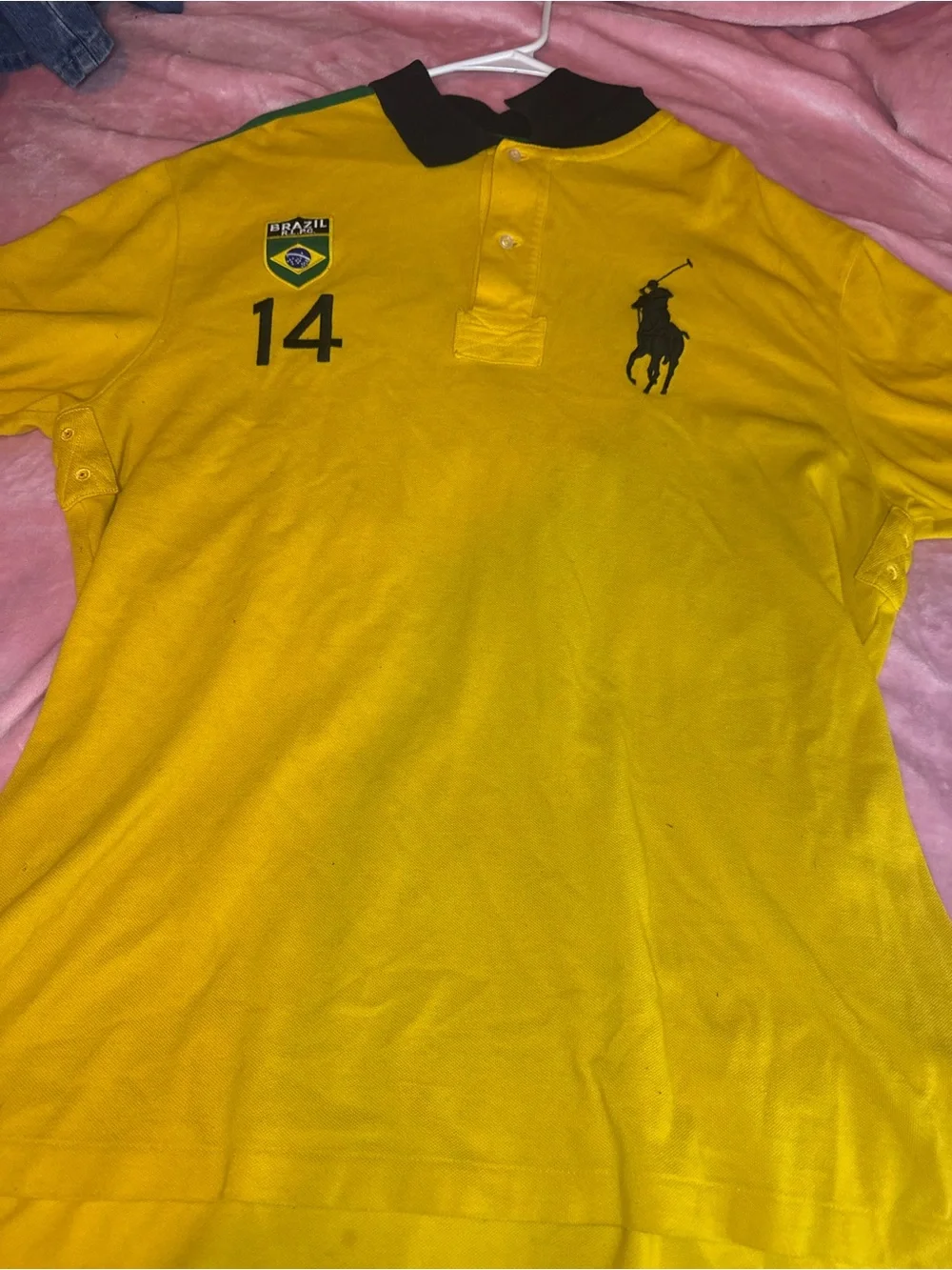 Vintage Ralph Lauren Yellow Brazil Polo with Black Accents